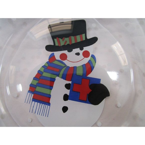 Snowman Glass Plate Reverse Painted Vintage Arcoroc GUC Made in France - Picture 8 of 12